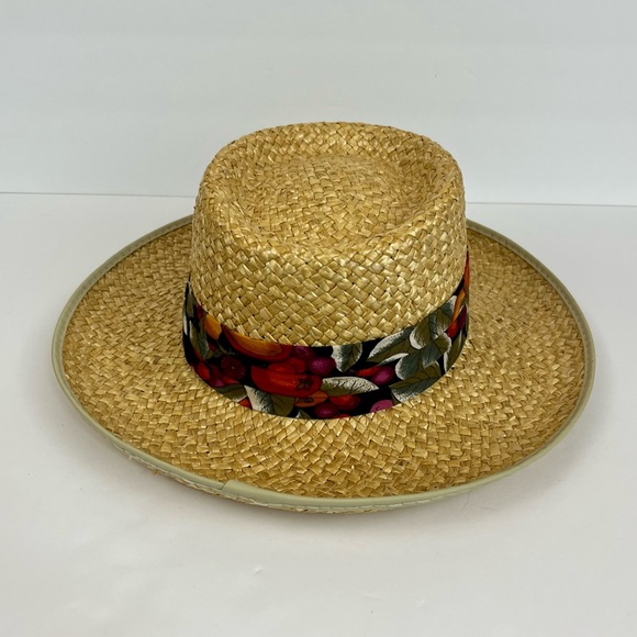 Straw Hat Fruit Fabric Print Made In The USA Size Medium - Picture 3 of 12